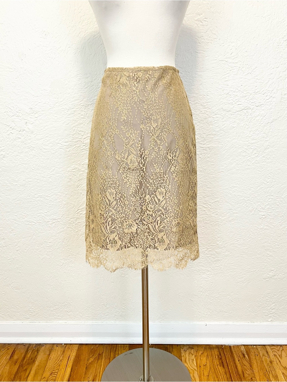 Vintage Y2K 90s Skirt Gold Lace Overlay Romantic Whimsigoth Fairy Victorian 4